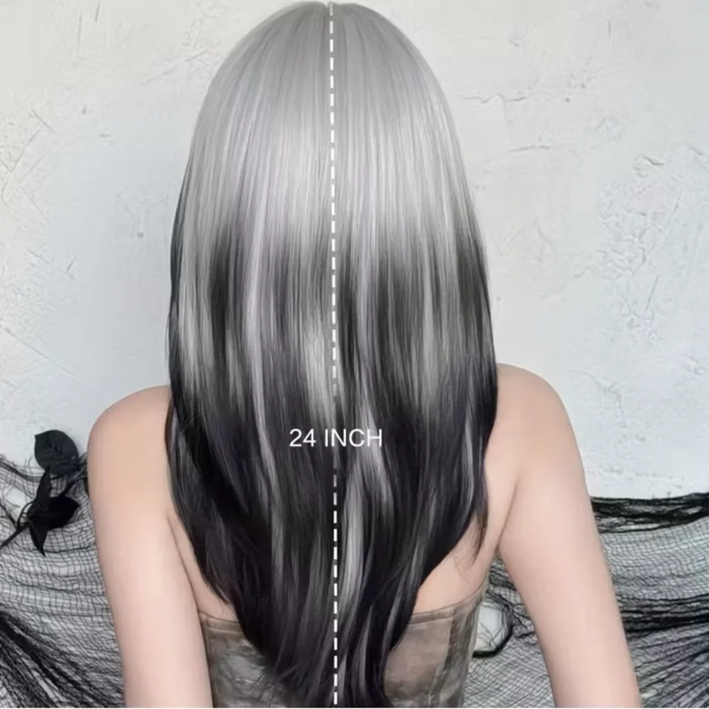 🆕Stylish Ombre Black & White Wig - Picture 3 of 10